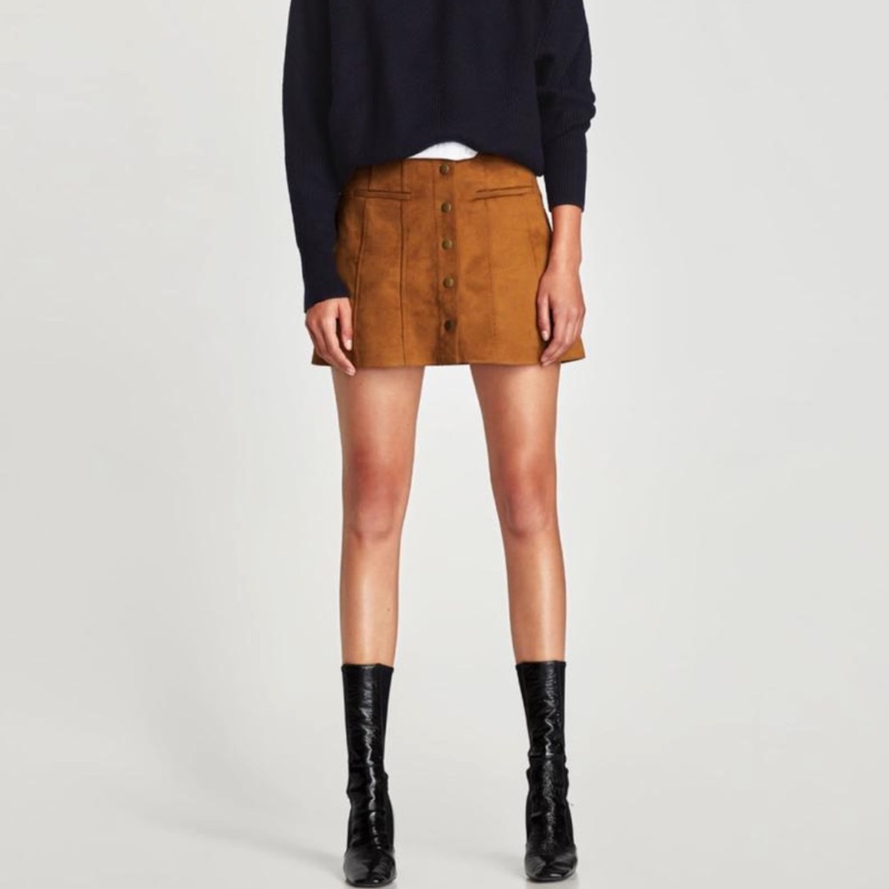 Zara | Camel Faux Suede Skirt